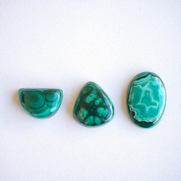 Malachite Cabochons, Assorted Shapes, No. 10