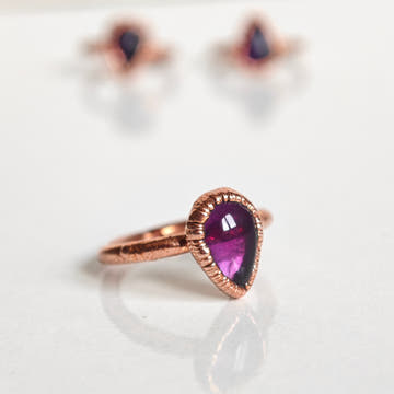 Amethyst Ring - Electroformed Copper - 0