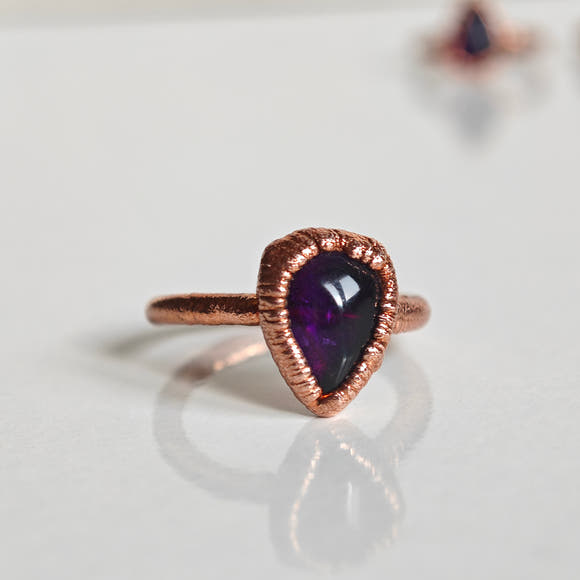 Anillo Amatista - Electroformado Cobre