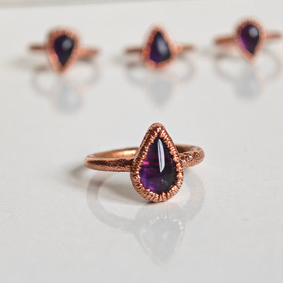 Anillo Amatista - Electroformado Cobre