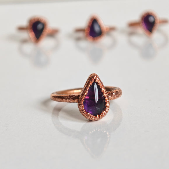 Anillo Amatista - Electroformado Cobre