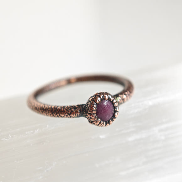 Ruby Ring - Electroformed Copper