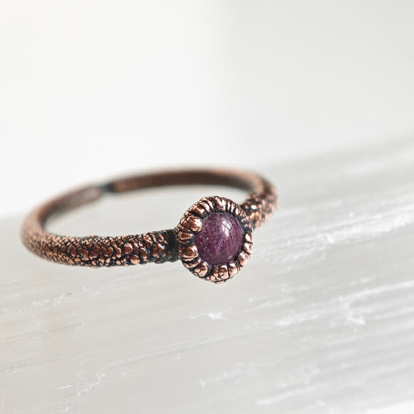 Ruby Ring - Electroformed Copper