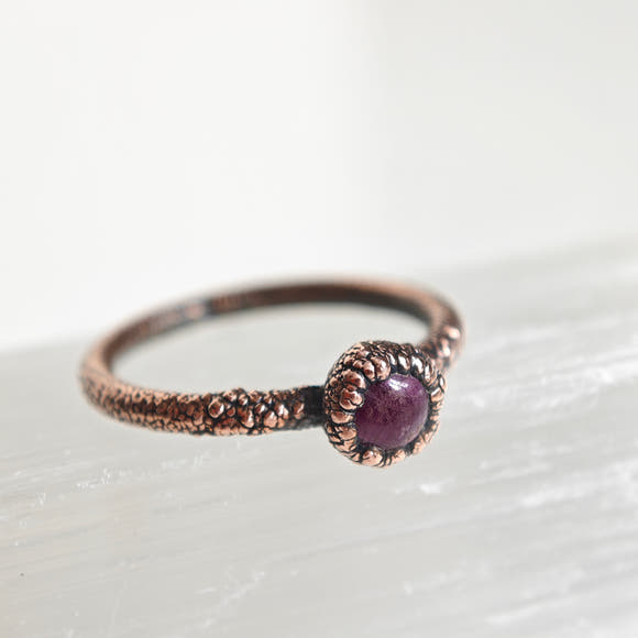 Ruby Ring - Electroformed Copper