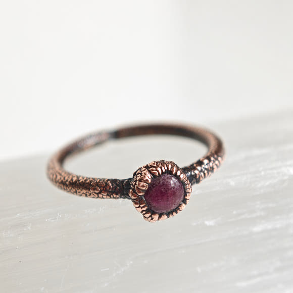 Ruby Ring - Electroformed Copper