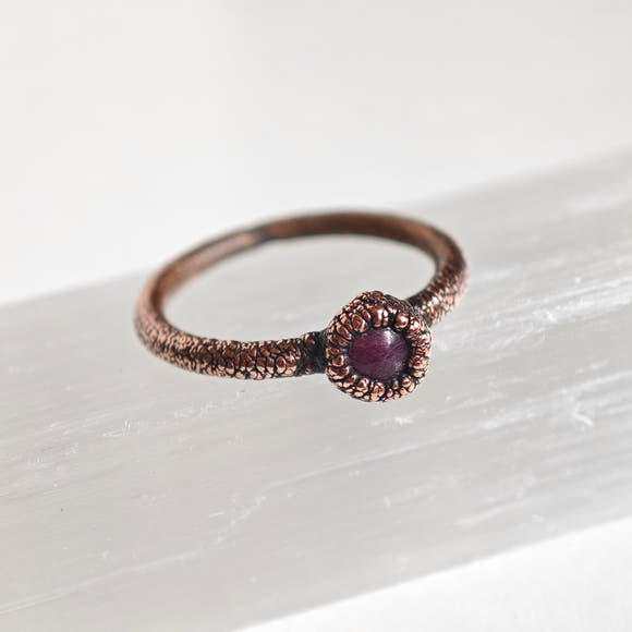 Ruby Ring - Electroformed Copper