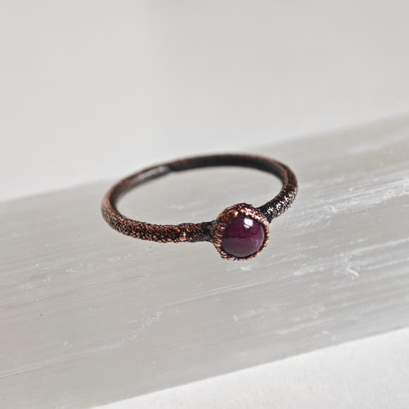 Ruby Ring - Electroformed Copper