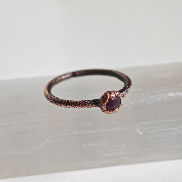 Ruby Ring - Electroformed Copper