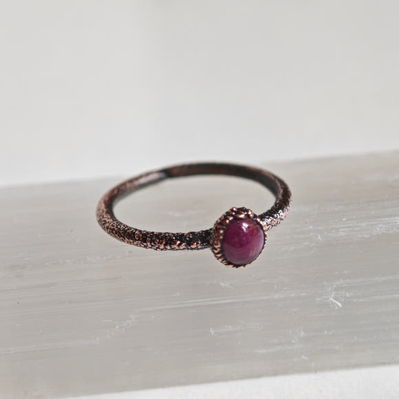 Ruby Ring - Electroformed Copper