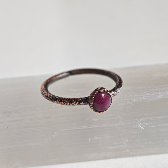 Anillo Rubí- Electroformado en Cobre