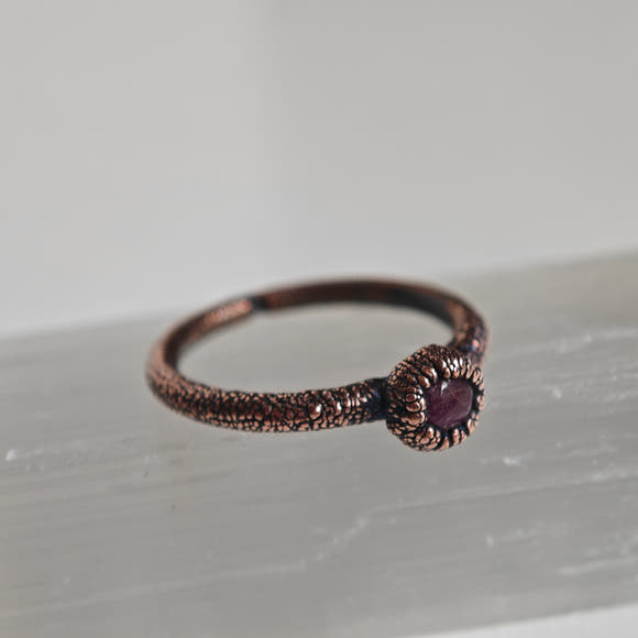 Ruby Ring - Electroformed Copper