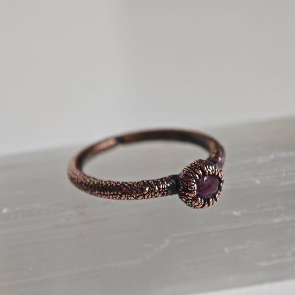 Anillo Rubí- Electroformado en Cobre