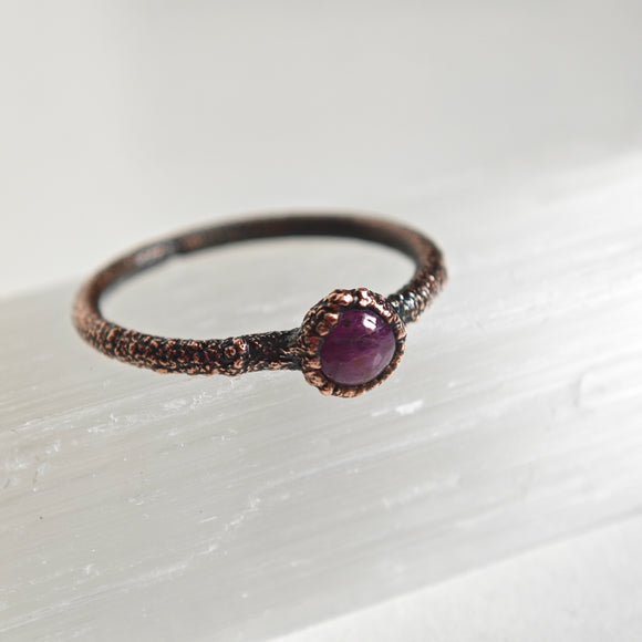 Anillo Rubí- Electroformado en Cobre