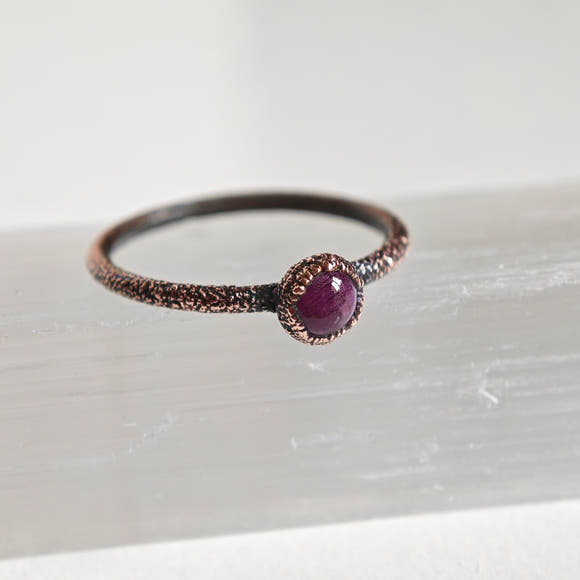 Ruby Ring - Electroformed Copper