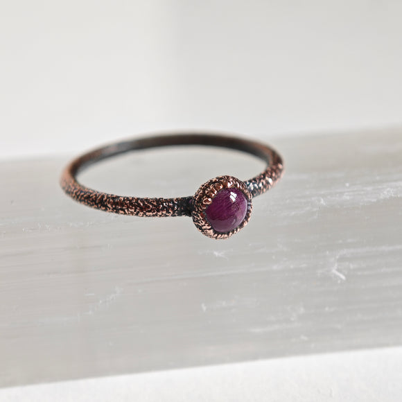 Anillo Rubí- Electroformado en Cobre