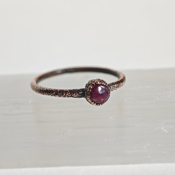 Ruby Ring - Electroformed Copper