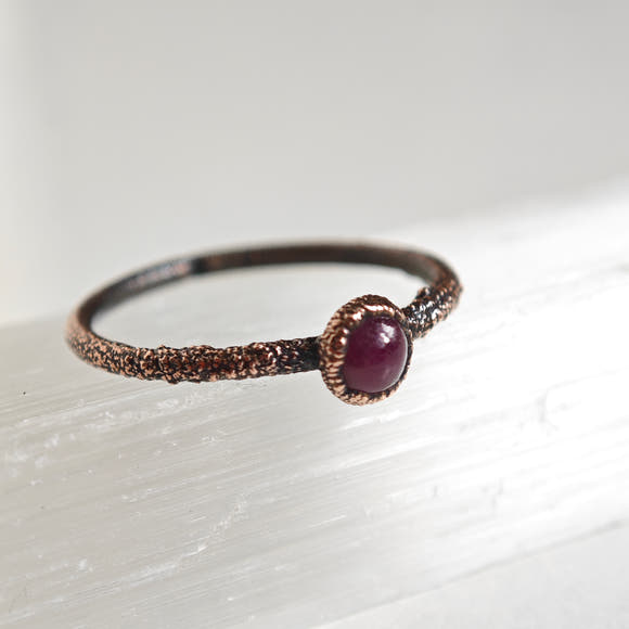 Ruby Ring - Electroformed Copper
