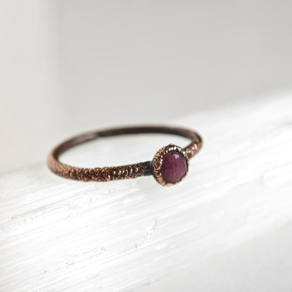 Ruby Ring - Electroformed Copper
