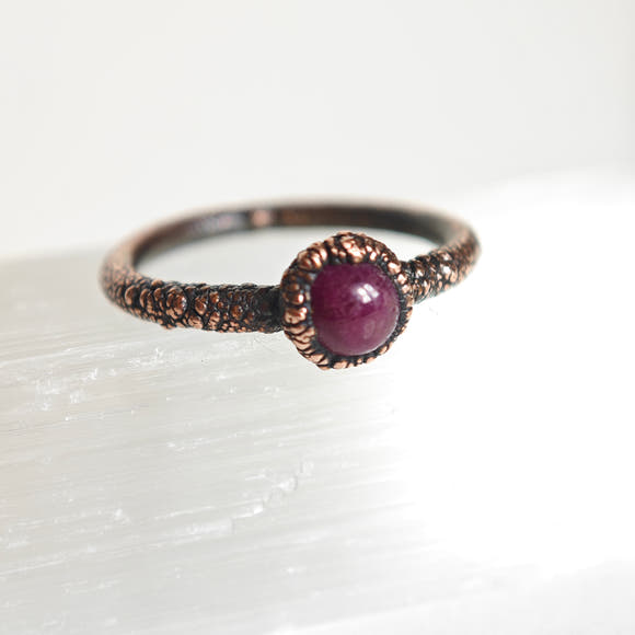 Ruby Ring - Electroformed Copper