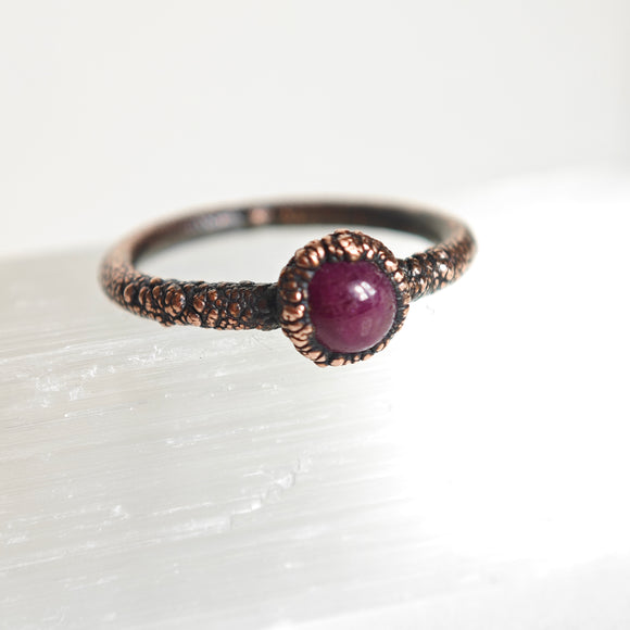 Anillo Rubí- Electroformado en Cobre