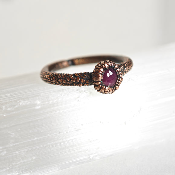 Anillo Rubí- Electroformado en Cobre