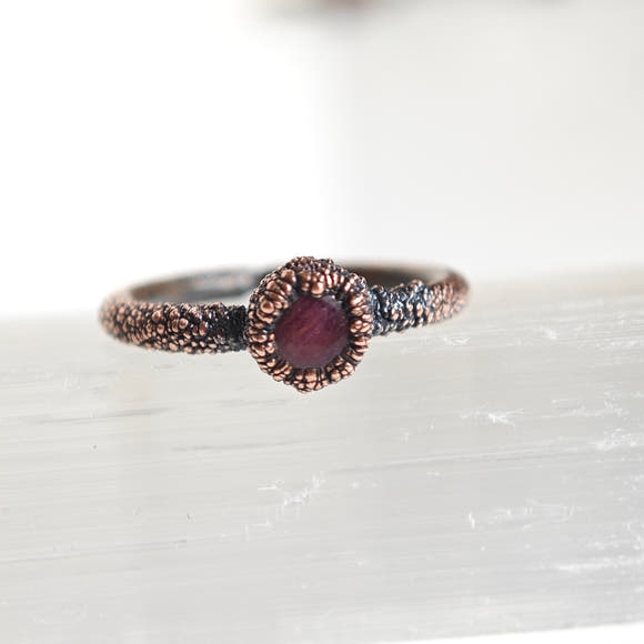Ruby Ring - Electroformed Copper