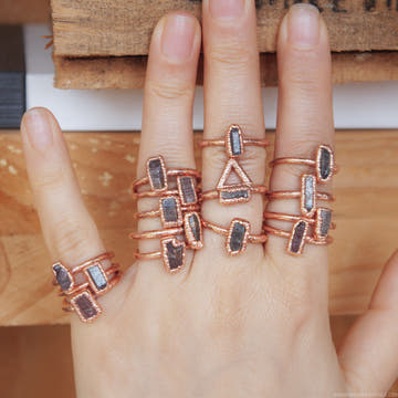 Sapphire Ring - Copper Electroformed