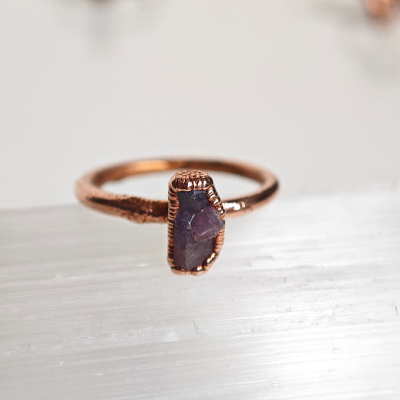 Anillo Zafiro- Electroformado en Cobre