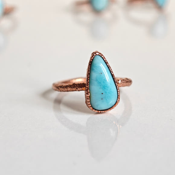 Larimar Ring - Electroformed Copper