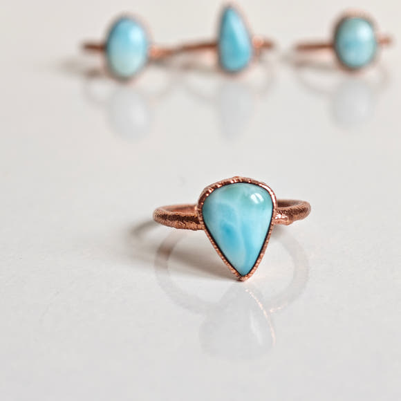Larimar Ring - Electroformed Copper