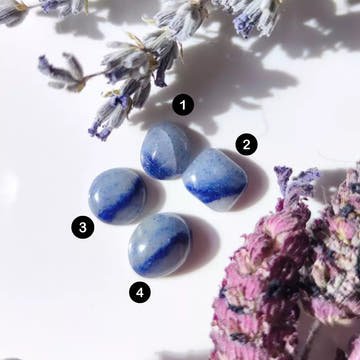 Dumortierite in White Quartz Cabochons - 0