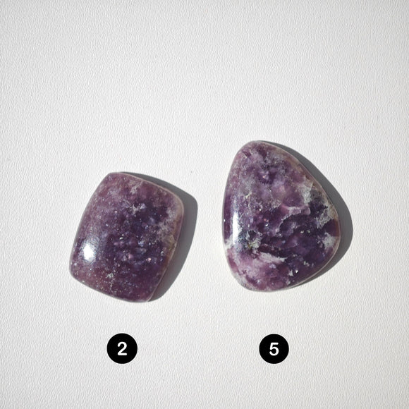 Cabujones Lepidolita Forma Libre y Rectangular