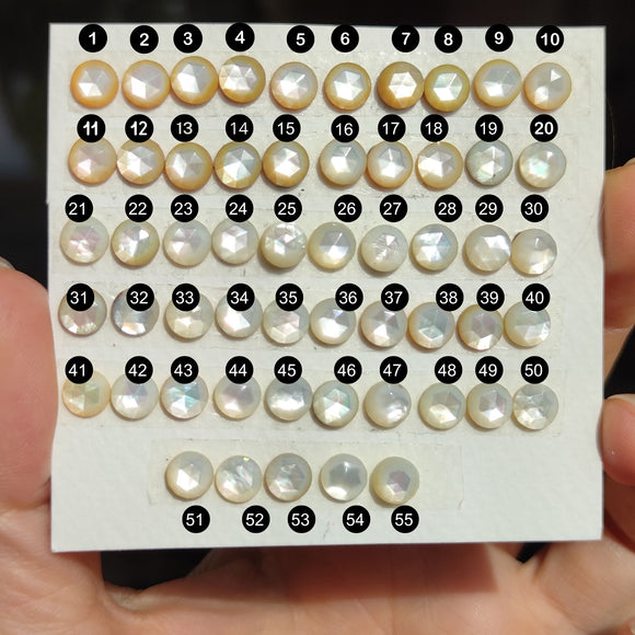 Cabujones Redondos de Madre Perla 6mm en Corte Rosa