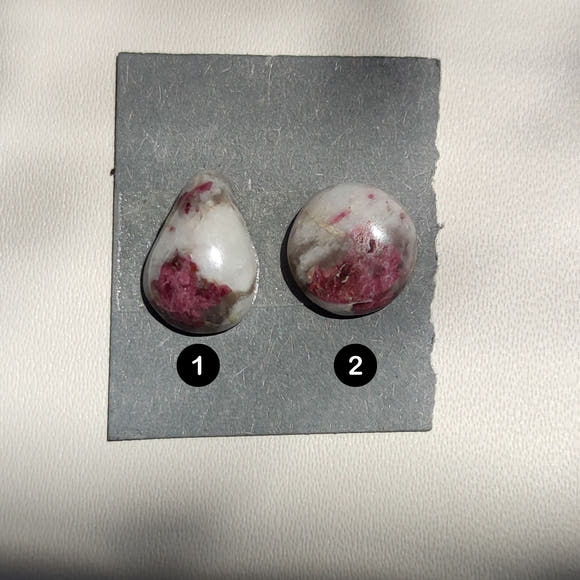Small Pink Tourmaline in Quartz Cabochons