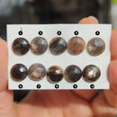 Cabujones Redondos de Piedra Sol Negra Facetada 10mm-2