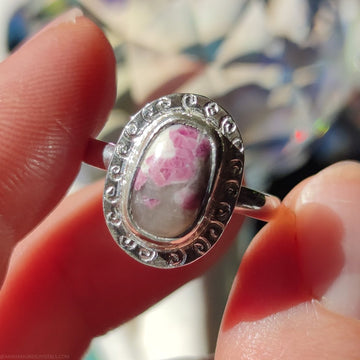 Pink Tourmaline in Quartz Silver Ring - Anima Mundi Crystals