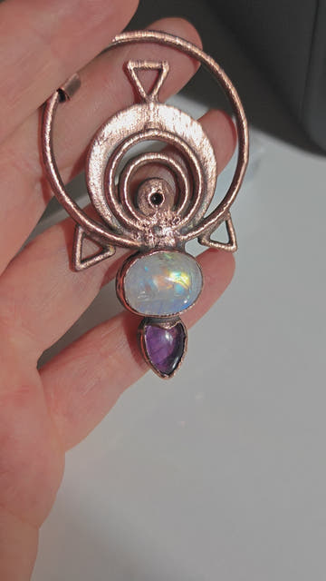 Colgante Ojo del Yo · Piedra Luna y Amatista - 0