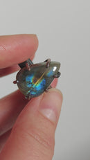 Anillo Labradorita Engarzado - Cabujón Gota con Garras-2