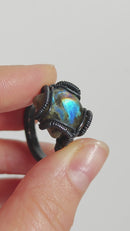 Anillo Labradorita Fuego Espectral-2