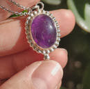 Amethyst and Silver Bead Pendant-2