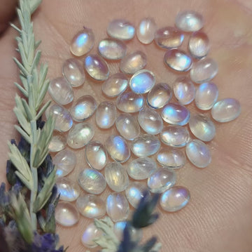 7x5mm Piedra Luna Arcoíris Cabujones Ovalados - 0