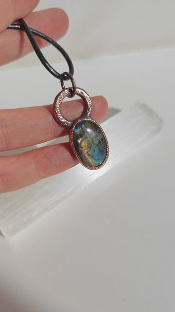 Electroformed Rainbow Labradorite Pendant - 0