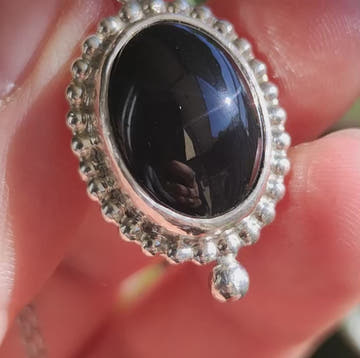 Silver Pendant with Black Onyx - 0