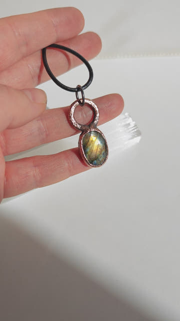 Electroformed Gold Flash Labradorite Pendant - 0