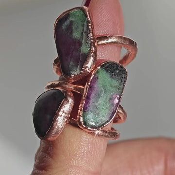 Anillo Rubí Zoisita - Electroformado Cobre - 0