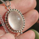 Rose Quartz and Silver Bead Pendant-2