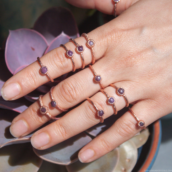 Anillo Rubí- Electroformado en Cobre