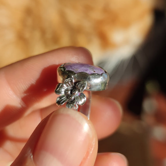 Sugilite silver Flower Ring - Anima Mundi Crystals