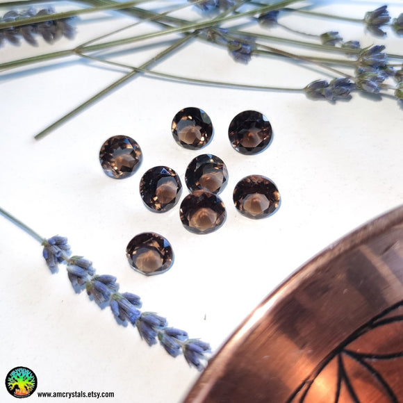 10mm Natural Smoky Quartz Calibrated Rose Cut - Anima Mundi Crystals