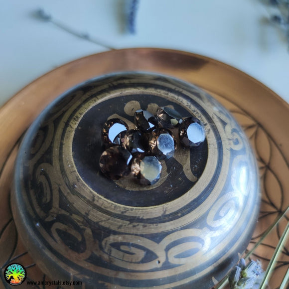 10mm Natural Smoky Quartz Calibrated Rose Cut - Anima Mundi Crystals